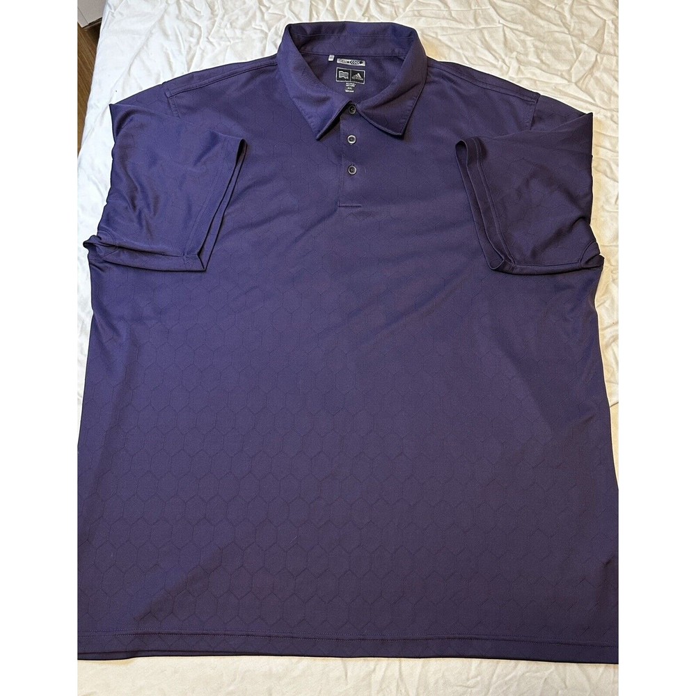 Adidas Climacool Golf Polo Shirt Mens Size 2XL Purple Patterned Performance Polo